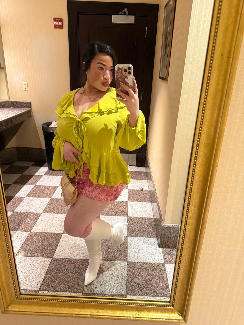 Pink Sequin Mini Skort
